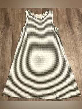 Lou & Grey for Loft Gray & Black Striped Sleeveless Mini Dress Size XS